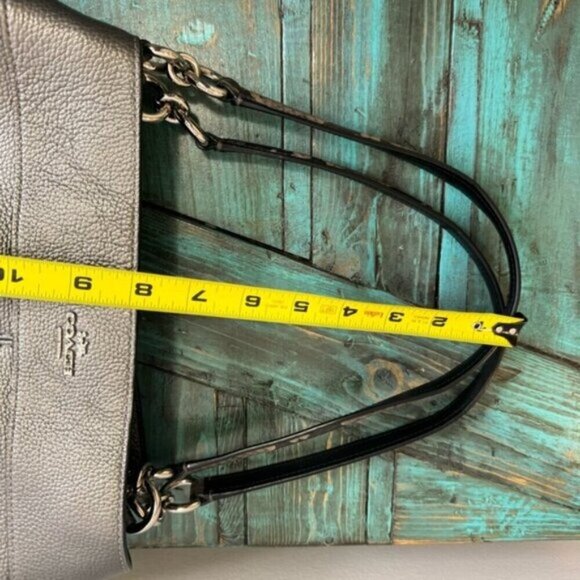 Coach Lexy Pebble Leather Shoulder Hobo Bag Gunmetal - Picture 14 of 15